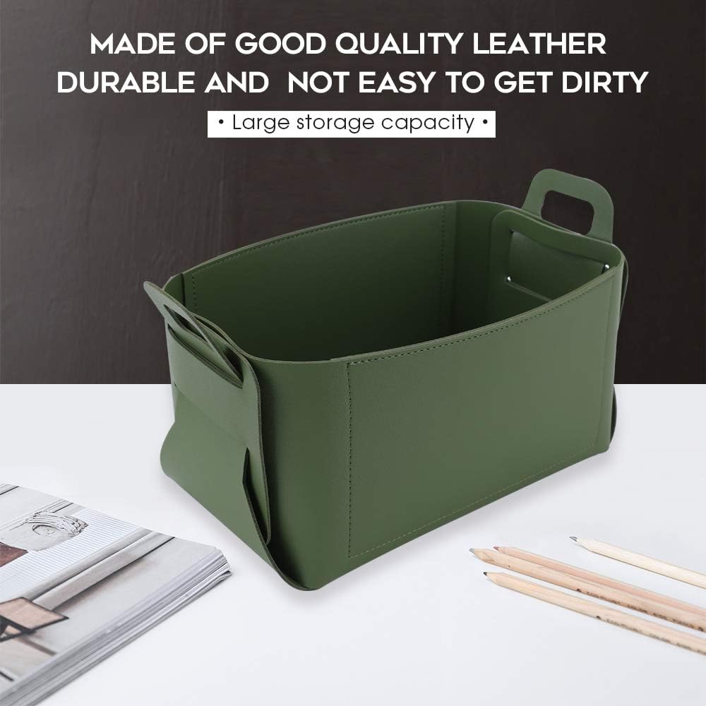 KINIVA Gift Baskets for Present-Valet Tray Organizer - Leather Dresser Organizer Box for Men and Women - Jewelry Accessories Catchall Vanity Tray for Table Desk Top (Green)