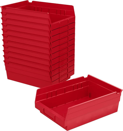 Akro-Mils 30150 Heavy Duty Plastic Shelf Bins, 12"x 8"x 4", Blue, 12-Pack