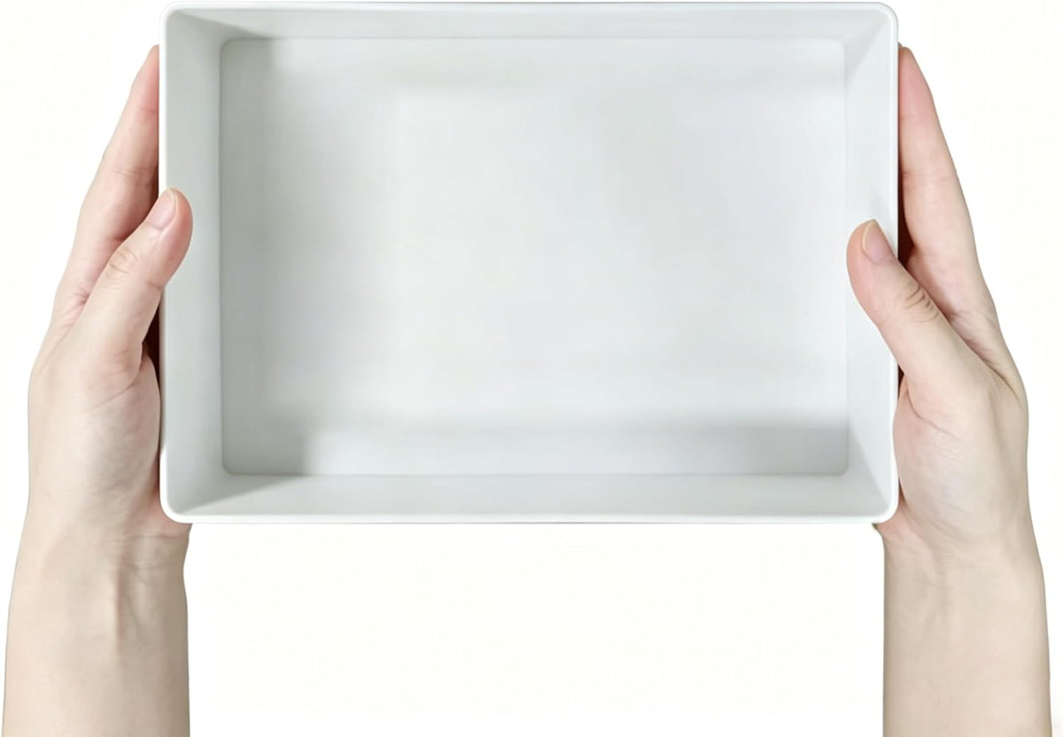 Amazon Basics Rectangular Plastic Desk Organizer with Storage Trays, Accessory Tray, Drawer Organizer, 9.4 x 6.7 x 2 inch, White