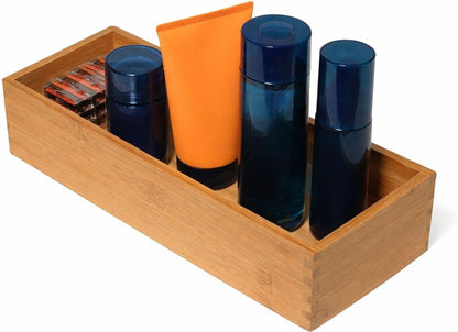 Lipper International Bamboo Utensil Holder Storage Box for Cooking Tools, Makeup, or Office Supplies, 5" x 12" x 3"