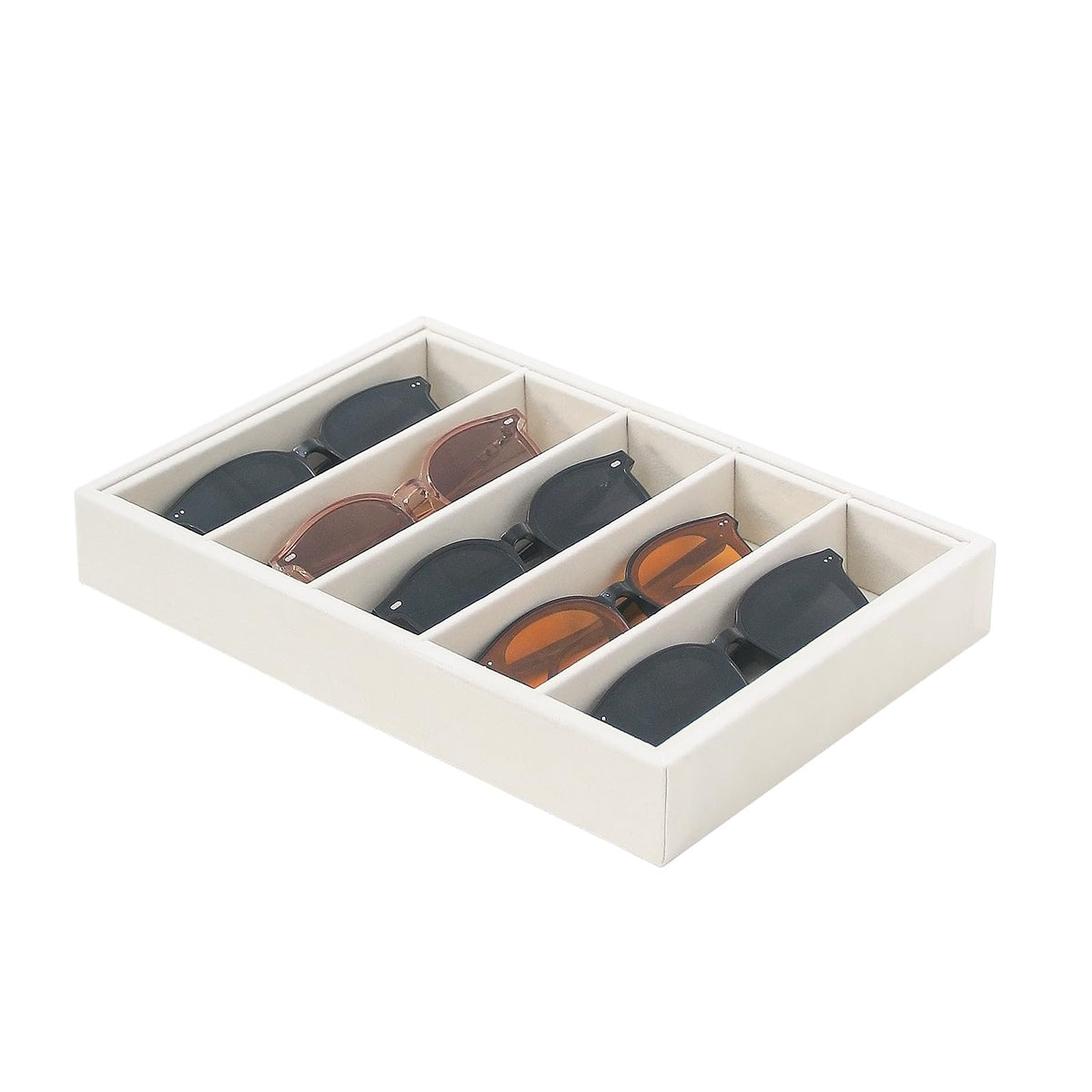 Bedside Organizer Tray, Desktop Storage Tray for Jewelry, Sunglass, Phone, Watch, Perfume,Lipstick, Nightstand Desk-top Catchall, Multi-use Holder for Desk Drawer (Black 3Grid)