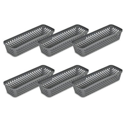 Glad Plastic Storage Basket Set - Multipurpose Drawer Trays, Kitchen Pantry Containers, and Bathroom Bins - 3 Pack Large Organizers, Grey