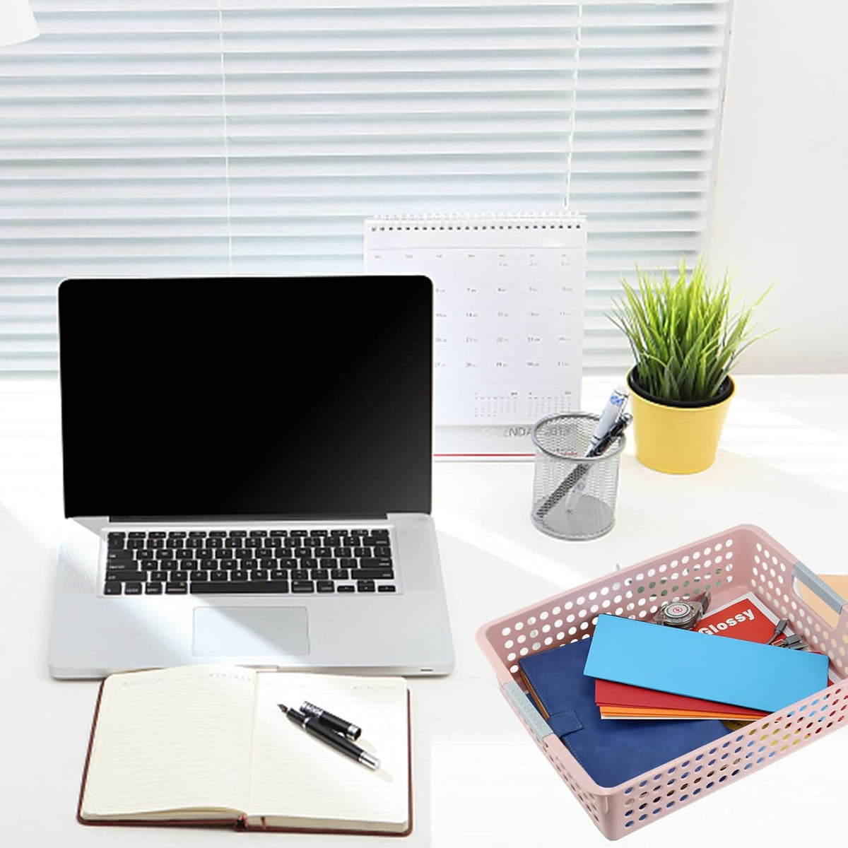 Turn in Trays Classroom, 4Pcs Paper Trays for Classroom, Book Baskets for Library, Drawers, Office, Home
