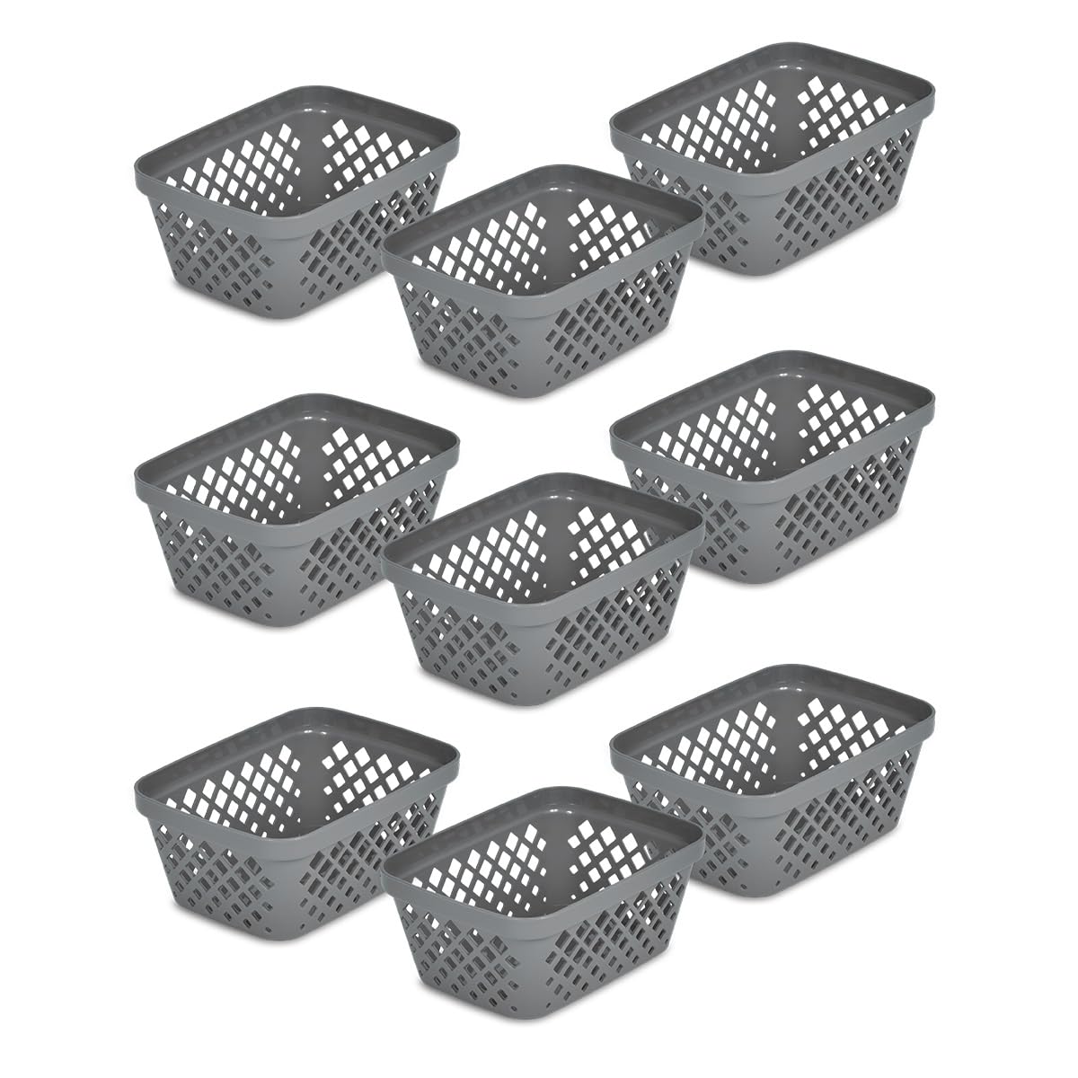 Glad Plastic Storage Basket Set - Multipurpose Drawer Trays, Kitchen Pantry Containers, and Bathroom Bins - 3 Pack Large Organizers, Grey