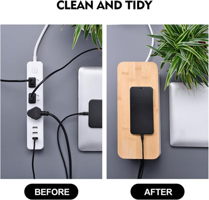 Naeety 2Pack Cable Management Box,Wooden Style Cord Organizer Cord Hide Box