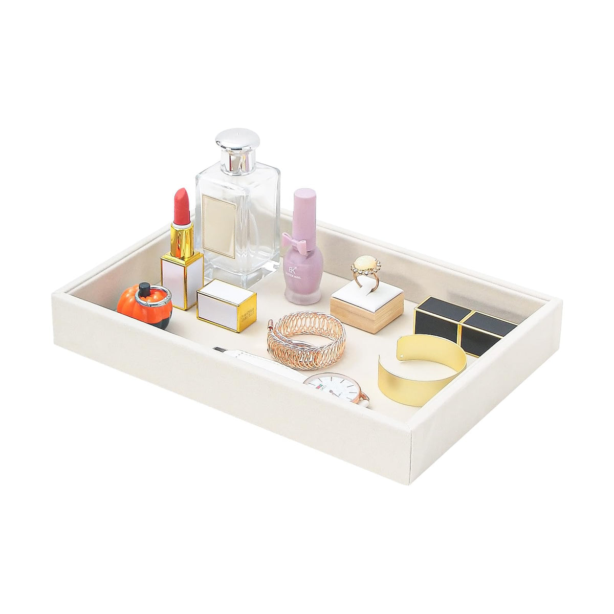 Bedside Organizer Tray, Desktop Storage Tray for Jewelry, Sunglass, Phone, Watch, Perfume,Lipstick, Nightstand Desk-top Catchall, Multi-use Holder for Desk Drawer (Black 3Grid)