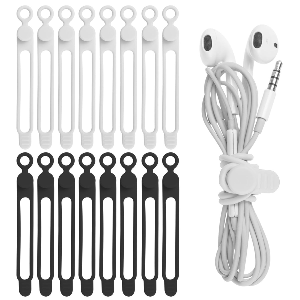 24Pcs Silicone Cable Ties, Cord Organizer Cable Management-Multi