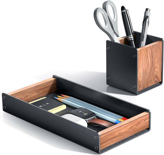 UPERGO Desk Organizer Tray Pen and Pencil Holder Set