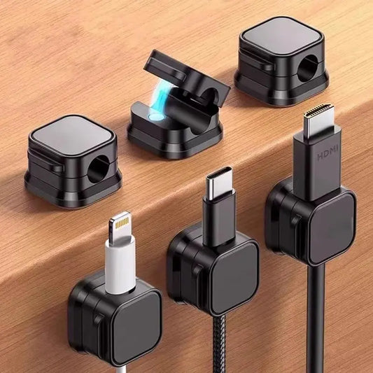 6-Pack Adhesive Spring Clip Set - Cord Storage Organizer for Desk Cable Management, Phone Charger Wire Keeper (Office Use), Adhesive Clips