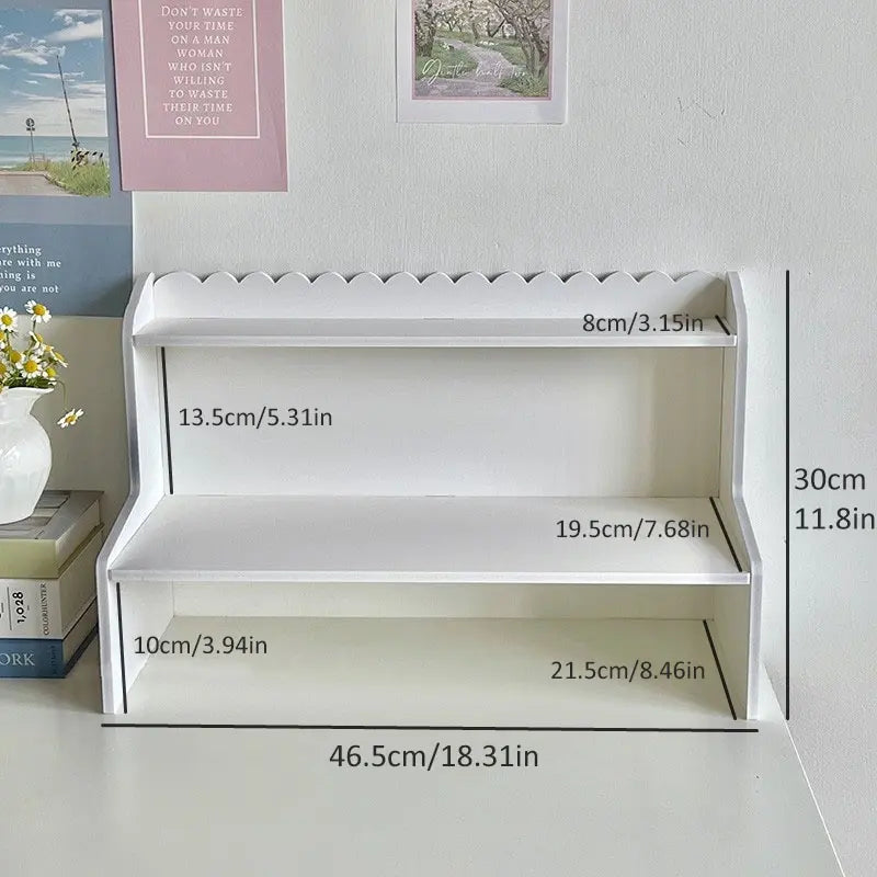 Double-Layer Storage Rack, Desktop Organizer Shelf, Multi-Functional Desk & Makeup Supplies Holder, Multi Purpose Organizers, Desk Accessories for Home and Office Use