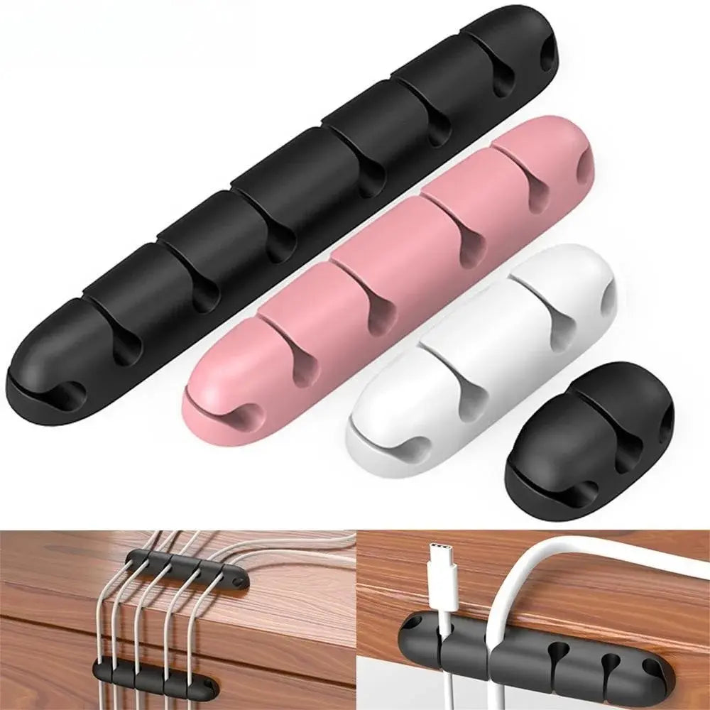 Reusable Silicone Cable Holder, Anti-Slip Detachable Cord Organizer for Desk, Charger Wrap, Office Home Tangle-Free Storage Solution, Dorm Car Multi-Scenario Use.