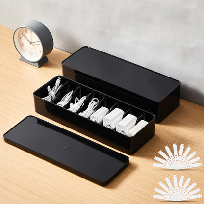 Tatuo Cord Organizer Box with Lid, Clear, 4 Pack