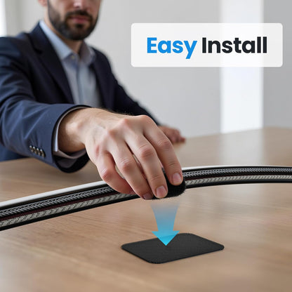 Cable Management Under Desk, Enhanced up to 15 Cord Organizer 20 Pair-Black