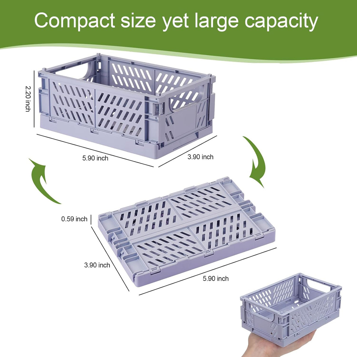 HUUSMOT 6-Pack Collapsible Small Plastic Storage Baskets, 5.9"x3.8"x2.2"