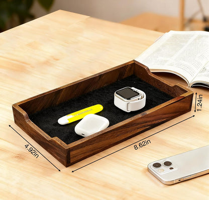 Walnut Desk Tray Organizer Drawer for Home Office, Desktop Accessories Wood Desk Organizer Tray for Keys, Pen, Watch