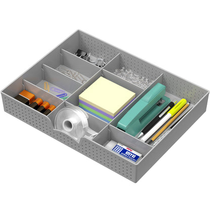 Simple Houseware Drawer Organizer Tray, 9 Adjustable Compartments, Clear