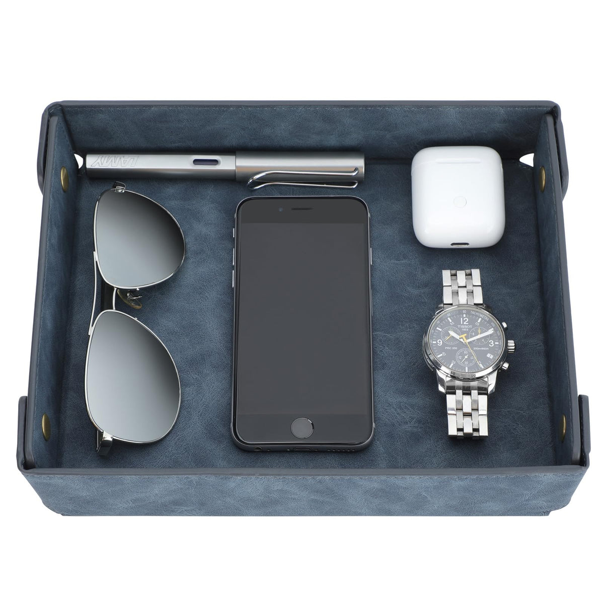 CASIRENA Faux Leather Valet Tray Organizer for Men - Catch-All Tray for Entryway Table Key, Wallet, Watch, Coin Change, Phone, Dresser EDC Dump Jewelry, Bedside Nightstand Desk-top