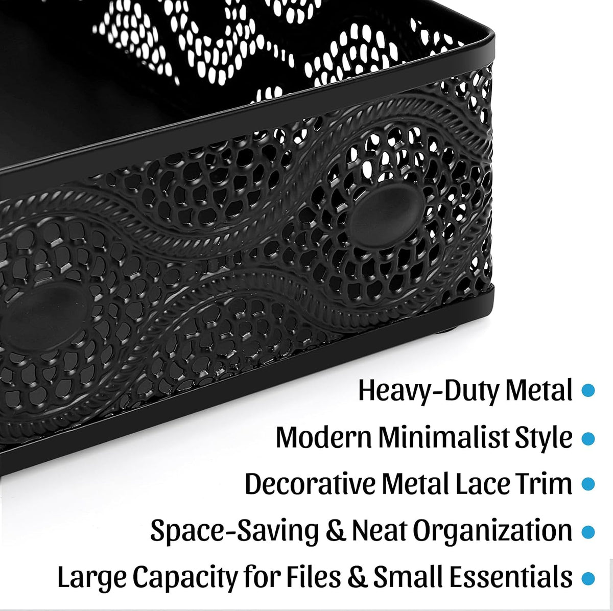 Desk Paper Tray Organizer, Metal Mesh Storage Basket for Office Home