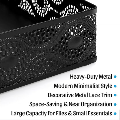 Desk Paper Tray Organizer, Metal Mesh Storage Basket for Office Home