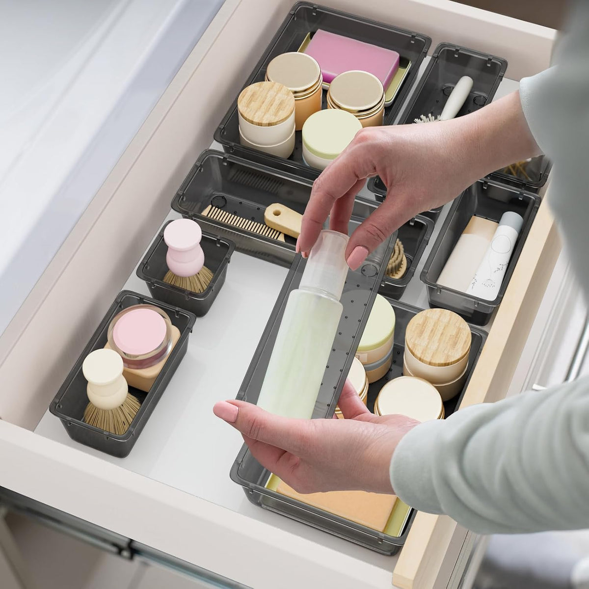 SpaceHacks 15 PCS Plastic Drawer Organizer Set, Drawer Storage Trays