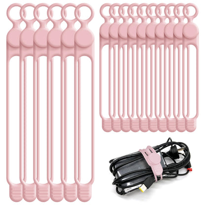 24Pcs Silicone Cable Ties, Cord Organizer Cable Management-Multi