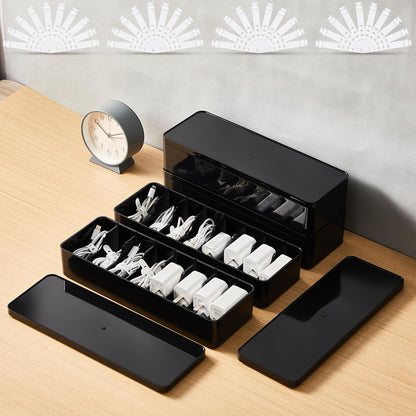 Tatuo Cord Organizer Box with Lid, Clear, 4 Pack