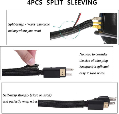 N NOROCME 192 PCS Cable Management Kit 4 Wire Organizer Sleeve