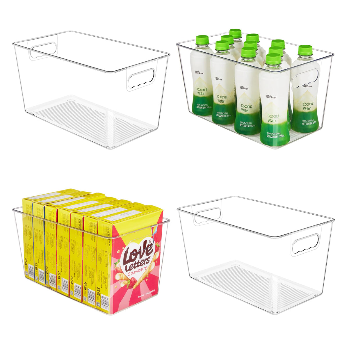 YIHONG 6 Pack Clear Storage Bins, Pantry Organizer Bins with Handle, Large