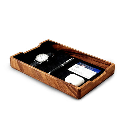 Walnut Desk Tray Organizer Drawer for Home Office, Desktop Accessories Wood Desk Organizer Tray for Keys, Pen, Watch