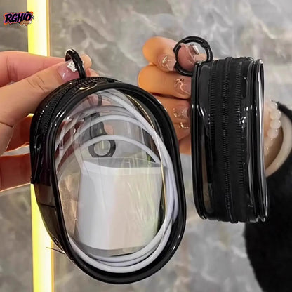 PVC Plastic Waterproof Cable Management Pouch with Hanging Hook - Compact Portable Organizer for Phone Cables, Chargers, Daily Essentials, Ideal for Business Trips, Daily Carry