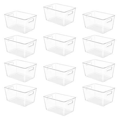 YIHONG 6 Pack Clear Storage Bins, Pantry Organizer Bins with Handle, Large