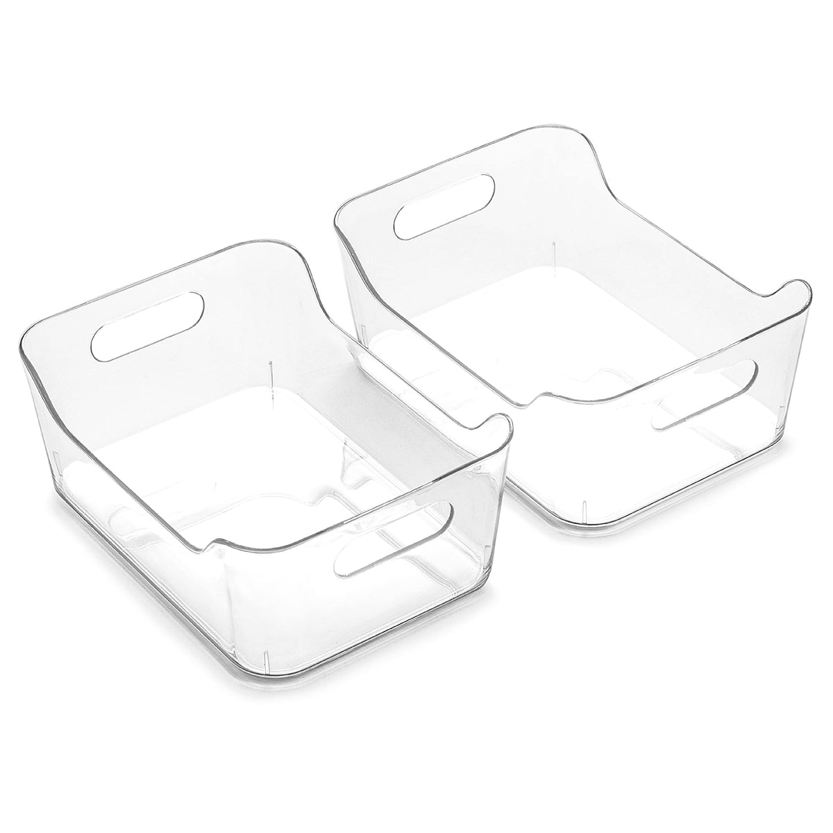 BINO | Plastic Storage Bins, Large - 2 Pack, Clear | THE SOHO COLLECTION | Pantry Organizers and Storage Containers | Fridge Organizer Bins | Kitchen Cabinet Organizer | Medicine Cabinet Bin