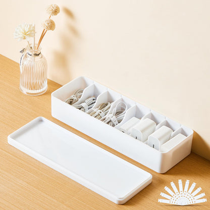 Tatuo Cord Organizer Box with Lid, Clear, 4 Pack