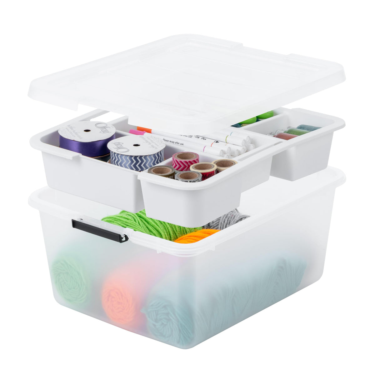 IRIS USA Storage Bins with Lids |Made in USA| 6 Qt - (4-Pack) - Clear