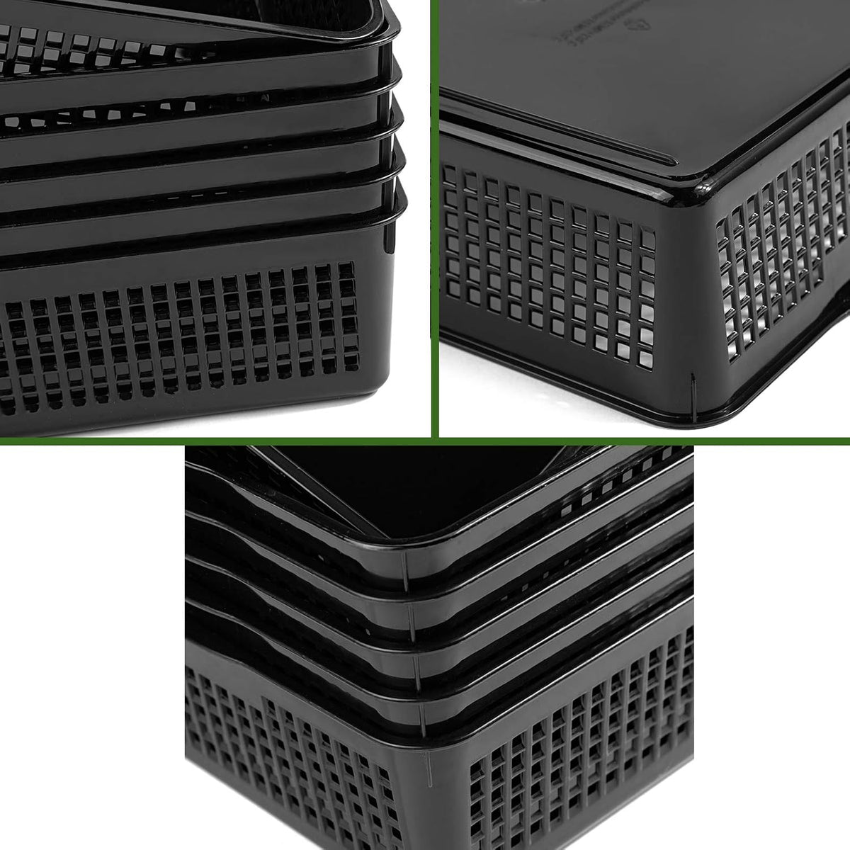 Aebeky A4 Size Plastic Paper Storage Trays,Desktop File Organizer Baskets,6-Packs (Black)