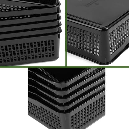Aebeky A4 Size Plastic Paper Storage Trays,Desktop File Organizer Baskets,6-Packs (Black)