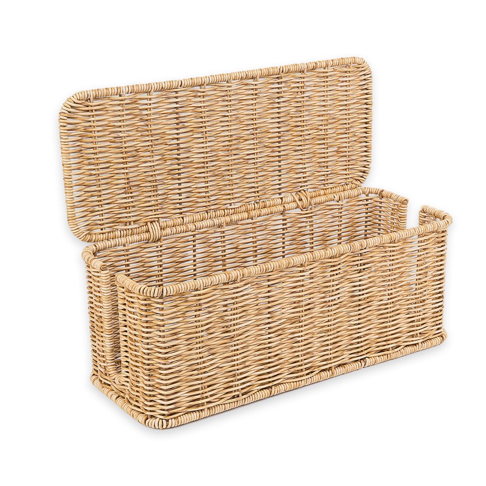 Cable Management Box, Handmade Rattan Cord Organizer for Power Strip