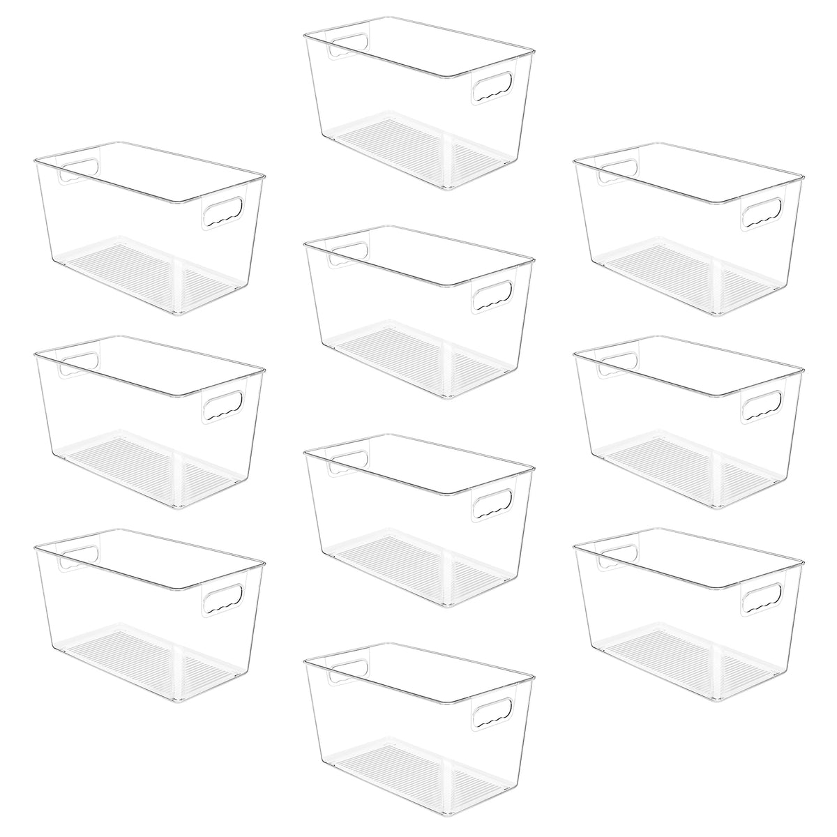 YIHONG 6 Pack Clear Storage Bins, Pantry Organizer Bins with Handle, Large