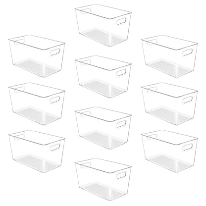 YIHONG 6 Pack Clear Storage Bins, Pantry Organizer Bins with Handle, Large