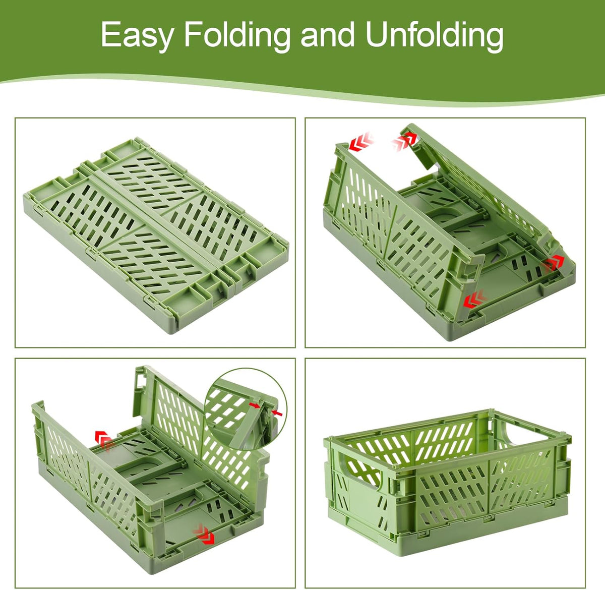 HUUSMOT 6-Pack Collapsible Small Plastic Storage Baskets, 5.9"x3.8"x2.2"