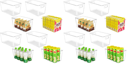 YIHONG 6 Pack Clear Storage Bins, Pantry Organizer Bins with Handle, Large