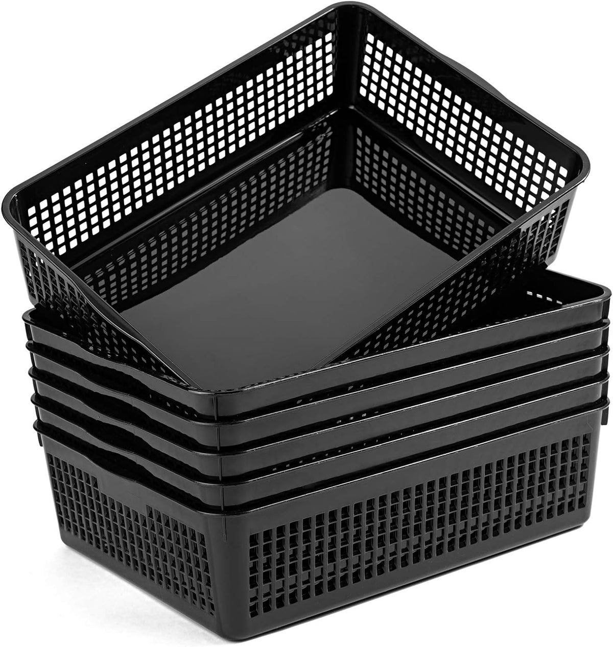 Aebeky A4 Size Plastic Paper Storage Trays,Desktop File Organizer Baskets,6-Packs (Black)
