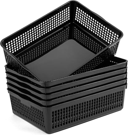 Aebeky A4 Size Plastic Paper Storage Trays,Desktop File Organizer Baskets,6-Packs (Black)