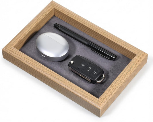 Wood Desk Organizer Tray, Felt Lined Wood Desk Tray Non Slip Letter Tray Display Wooden Inbox Desk Storage Tray for Pens Keys Watch Magazines Home and Office Workspace Organization Accessories