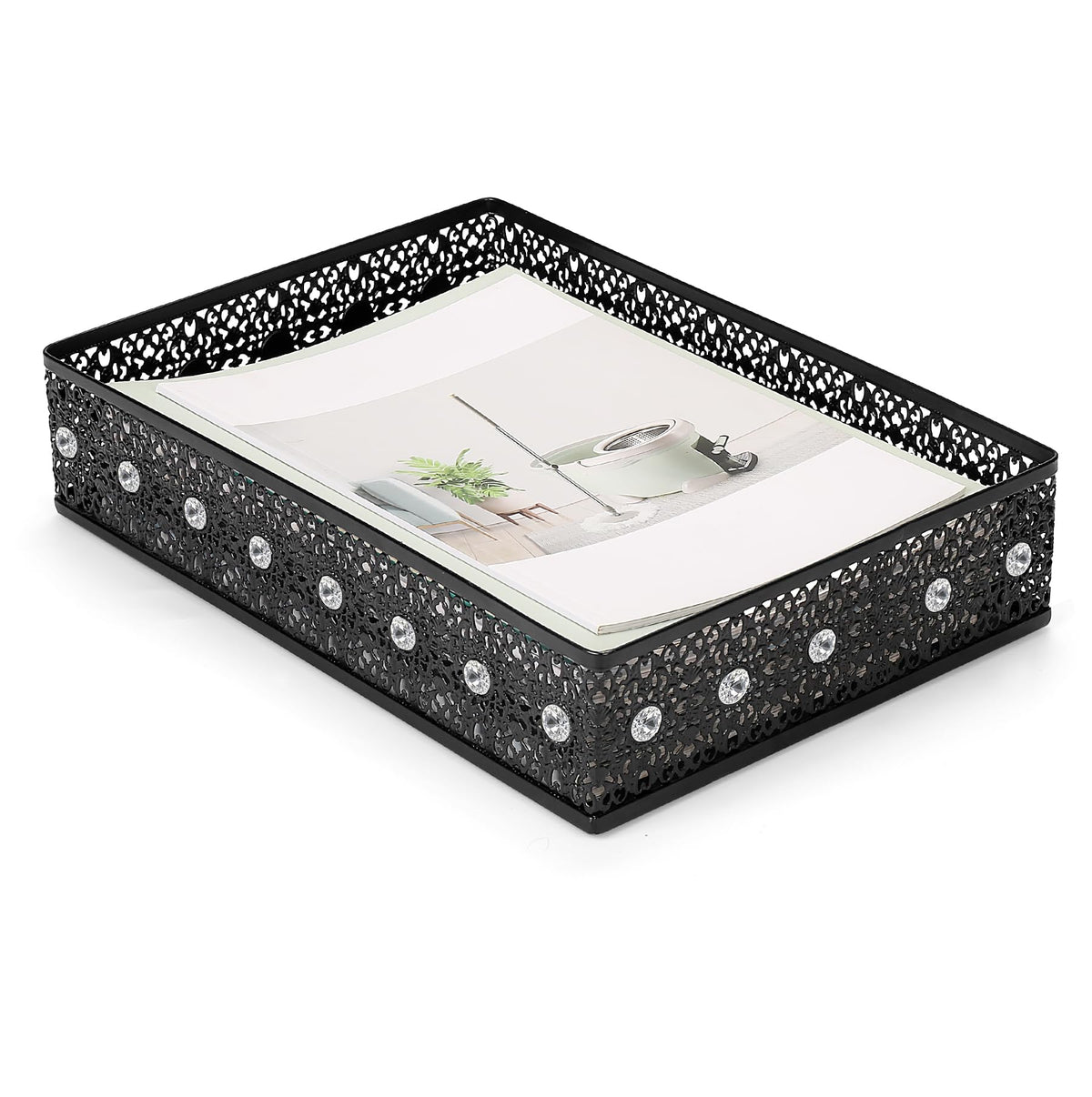 Desk Paper Tray Organizer, Metal Mesh Storage Basket for Office Home