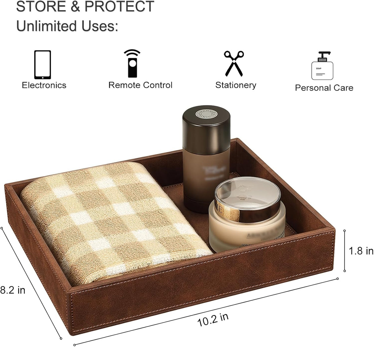 SITHON Valet Tray Desk Organizer PU Leather Catchall
