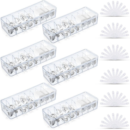 Tatuo Cord Organizer Box with Lid, Clear, 4 Pack