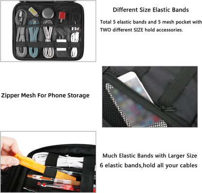 MATEIN Electronics Organizer Travel Case, Cable Organizer Bag, Black