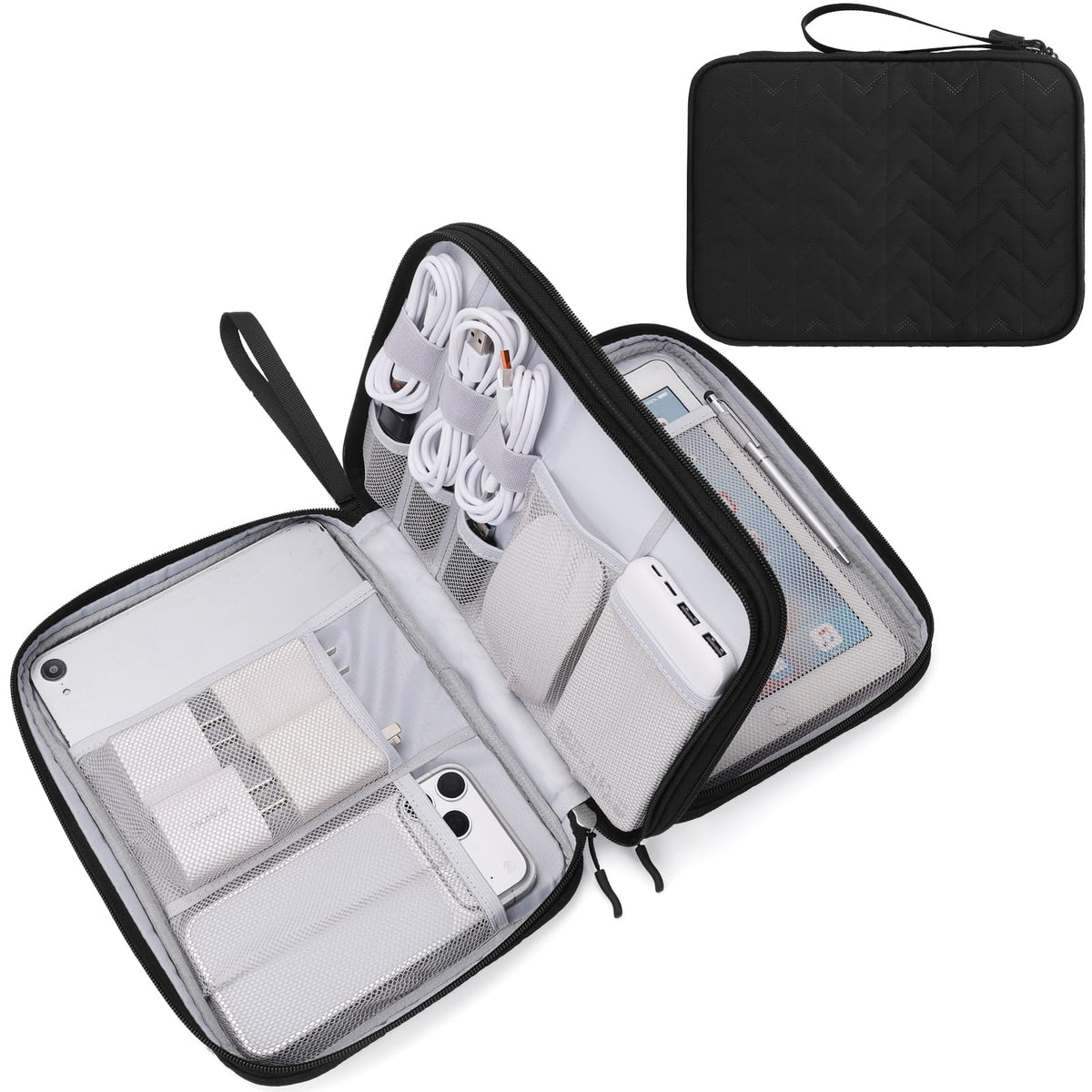 FYY Electronic Organizer, Travel Tech Pouch Bag, Cable Organizer Black