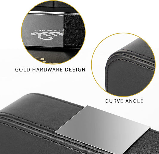 SANZIE Leather Tray Desktop Storage, Trinket Catchall Tray (Black)